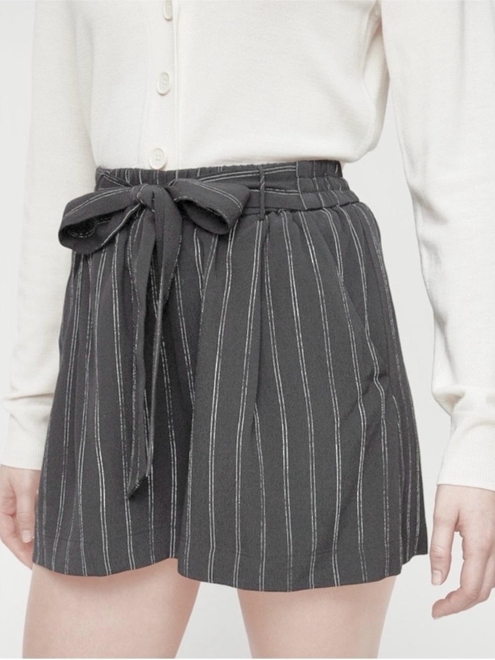 Wilfred Navy Blue and White Striped Shorts